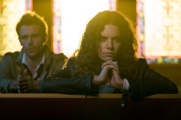CONSTANTINE -- "Angels and Ministers of Grace" Episode 112 -- Pictured: (l-r) Matt Ryan as John Constantine, Angelica Celaya as Zed Martin -- (Photo by: Tina Rowden/NBC)