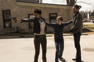 HEROES REBORN -- "Brave New World / Odessa" Episode 101 -- Pictured: (l-r) Judith Shekoni as Joanne, Robbie Kay as Tommy, Zachary Levi as Luke Collins -- (Photo by: Christos Kalohoridis/NBC)