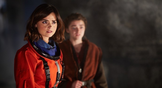 Picture shows: Jenna Coleman as Clara and Maisie Williams as Ashildre