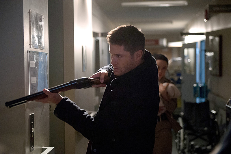 Supernatural -- "Out of the Darkness, Into the Fire" -- Image SN1102B_0169.jpg -- Pictured (L-R): Jensen Ackles as Dean and Laci J. Mailey as Jenna Nickerson -- Photo: Diyah Pera/The CW -- ÃÂ© 2015 The CW Network, LLC. All Rights Reserved.