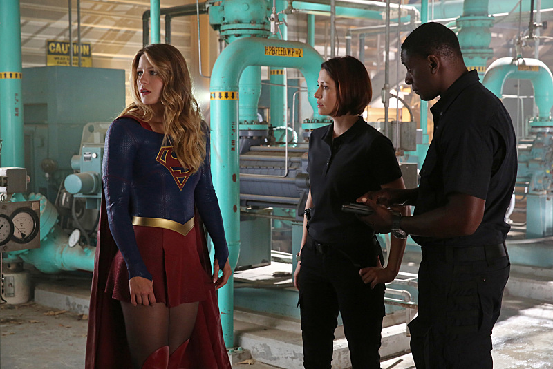 "Stronger Together" -- When Kara's attempts to help National City don't go according to plan, she must put aside the doubts that she -- and the city's media -- has about her abilities in order to capture an escapee from the Kryptonian prison, Fort Rozz, when SUPERGIRL moves to its regular time period, Monday, Nov. 2 (8:00-9:00 PM, ET/PT) on the CBS Television Network. Pictured left to right: Melissa Benoist, Chyler Leigh and David Harewood Photo: Cliff Lipson/CBS ÃÂ©2015 CBS Broadcasting, Inc. All Rights Reserved