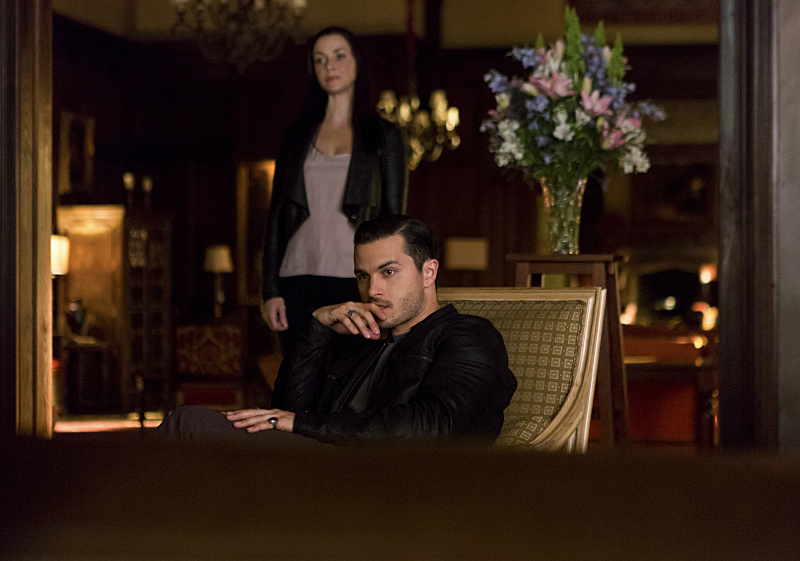 The Vampire Diaries -- "Live Through This" -- Image Number: VD705a_0126.jpg -- Pictured (L-R): Annie Wersching as Lily and Michael Malarkey as Enzo -- Photo: Eli Joshua AdÃÂ©/The CW -- ÃÂ© 2015 The CW Network, LLC. All rights reserved.