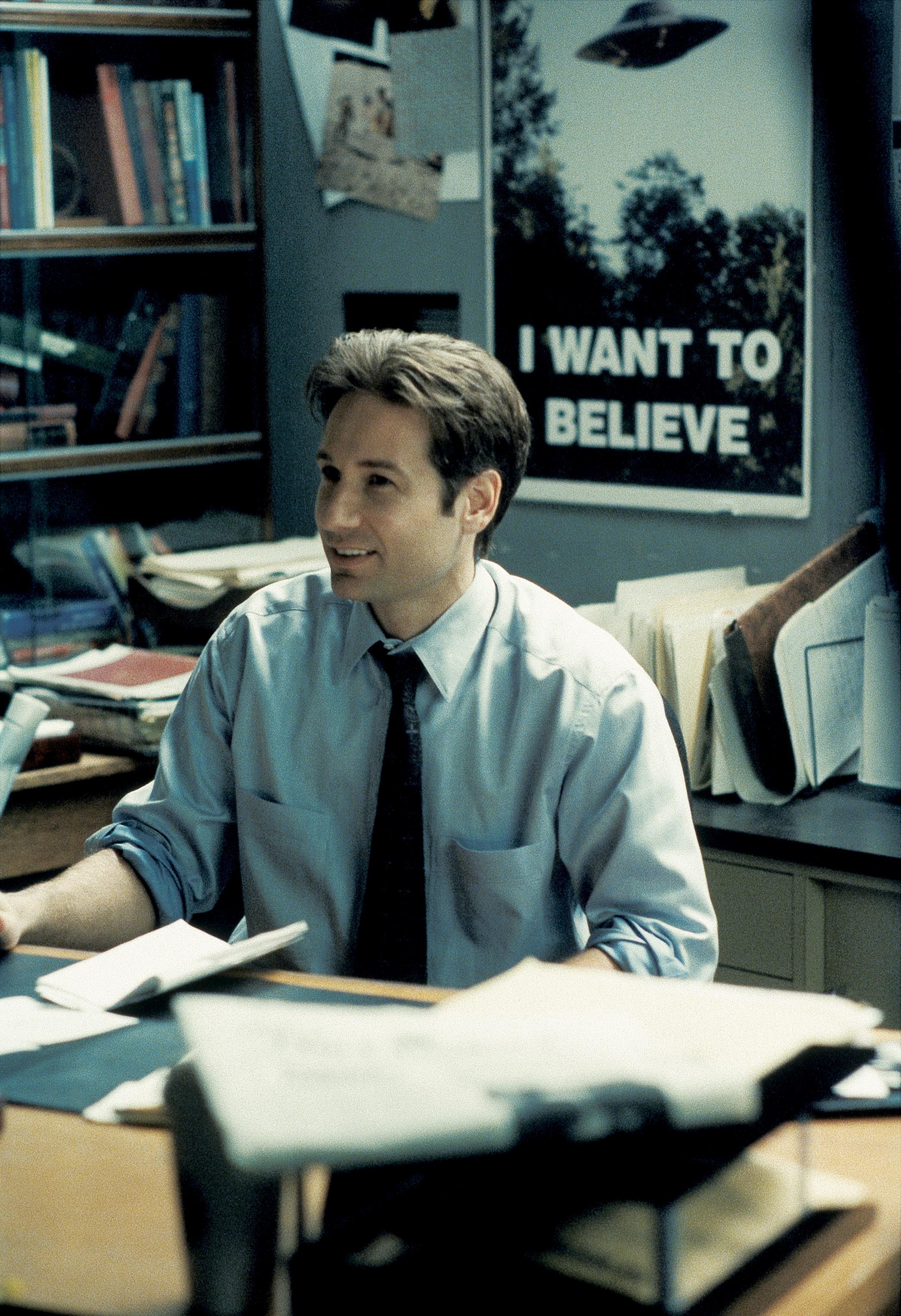 David Duchovny as Agent Fox Mulder early in The X-Files