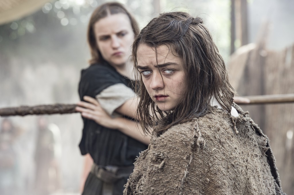 Pictured: Faye Marsay as The Waif and Maisie Williams as Arya Stark (Macall B. Polay/HBO)
