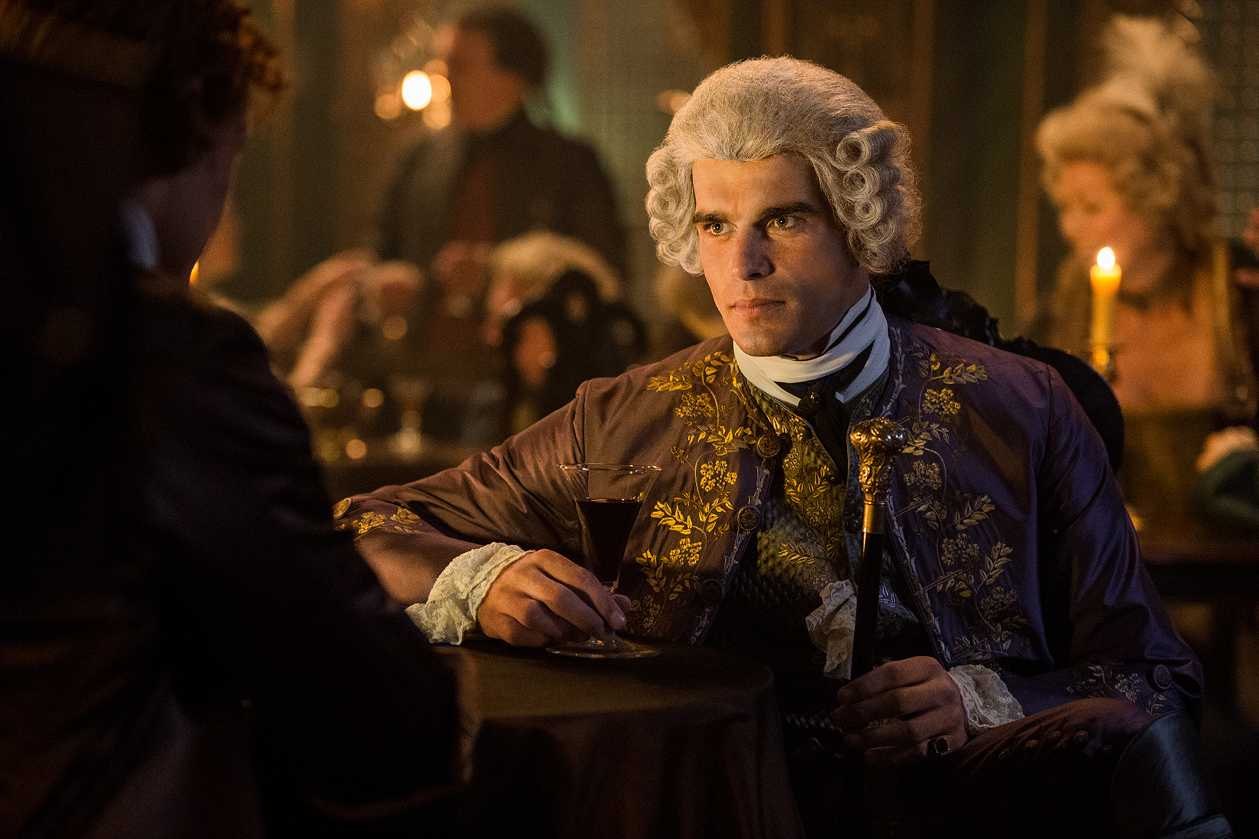 Farewell, Mr. Comte. Your amazing wardrobe and disgusted face may be gone. But they will never be forgotten. (Stanley Weber as Le Comte St Germain.)