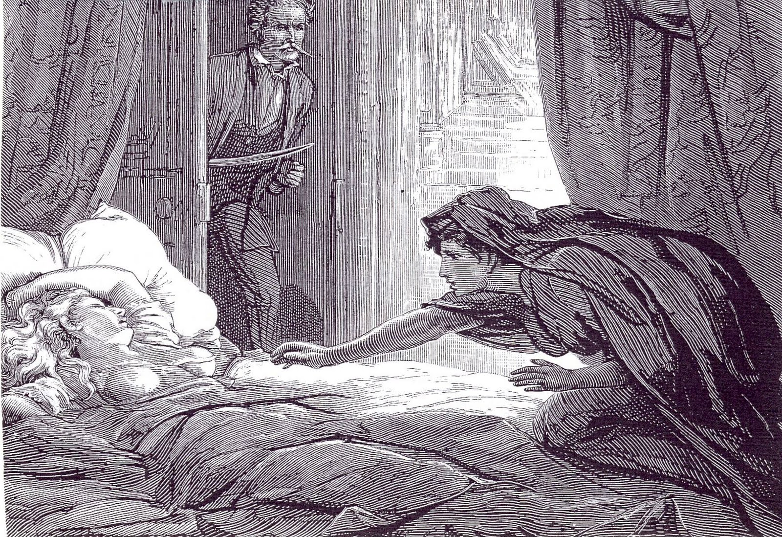 Illustration by D. H. Friston that accompanied the first publication of lesbian vampire novella Carmilla in The Dark Blue magazine in 1872