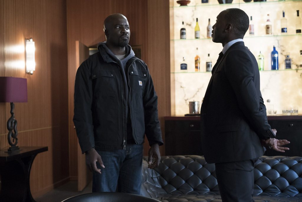 Luke Cage (Mike Colter) faces off against Cornell Stokes (Mahershala Ali).