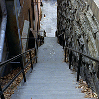 The iconic "Exorcist Steps" outside Regan's bedroom.