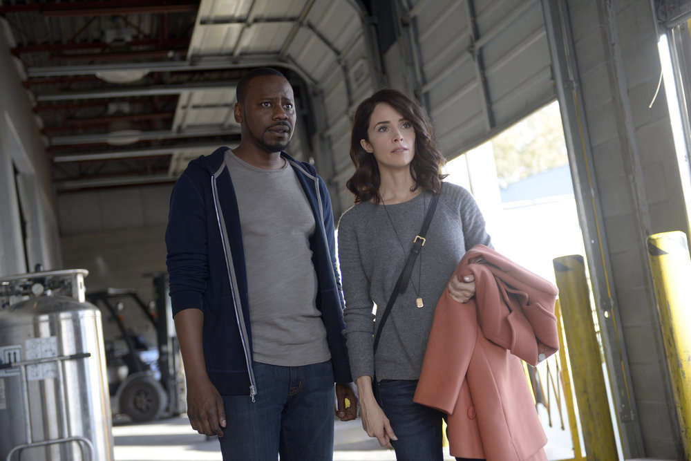 TIMELESS -- "The Watergate Tape" Episode 105 -- Pictured: (l-r) Malcolm Barrett as Rufus Carlin, Abigail Spencer as Lucy Preston -- (Photo by: Sergei Bachlakov/NBC)