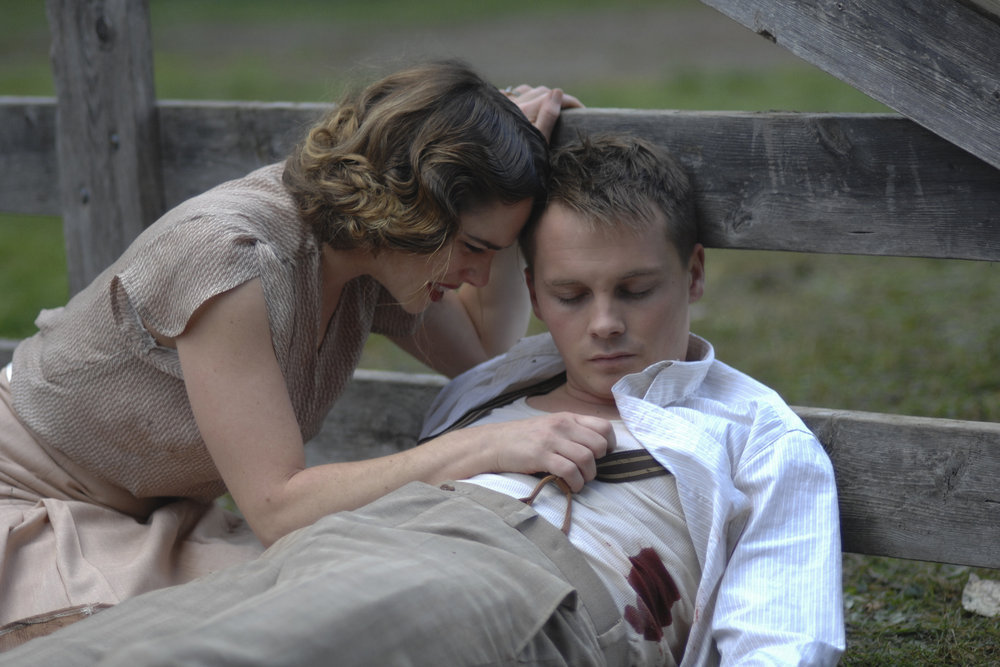TIMELESS -- "Last Ride of Bonnie & Clyde" Episode 108 -- Pictured: (l-r) Jacqueline Byers as Bonnie Parker, Sam Strike as Clyde Barrow -- (Photo by: Sergei Bachlakov/NBC)